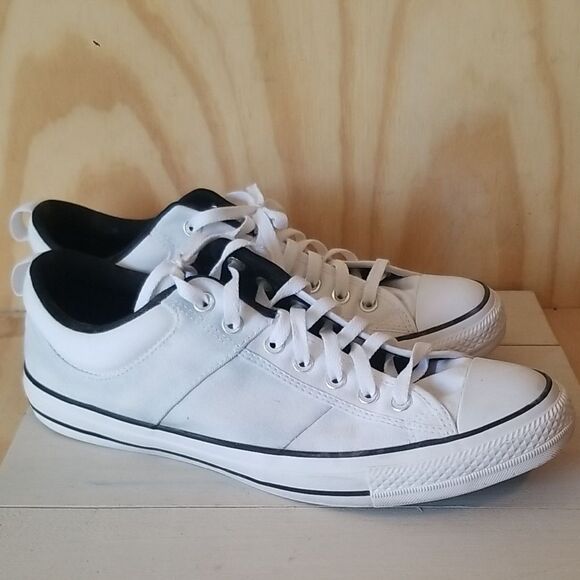 Converse White and Black Canvas Sneakers with Rubber Toe Caps Mens size 13